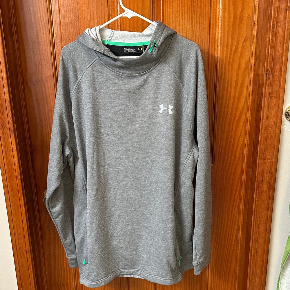 UNDER ARMOUR Women’s ColdGear Pullover Hoodie Sweatshirt 2XL Gray Curved Hem